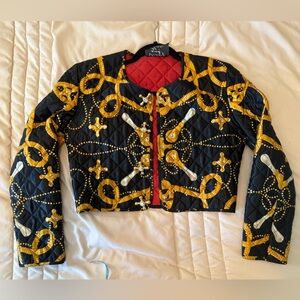 Moschino Black and Gold Blazer with Baroque Chain Design